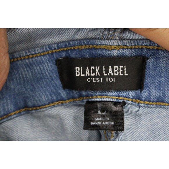 Black Label C'est Toi Denim Overall Womens Blue Medium Washed Distressed Large L - Picture 4 of 7